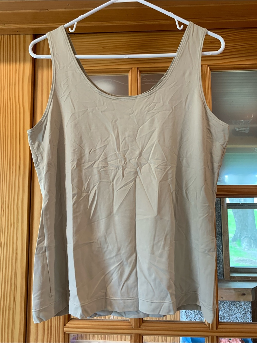 Women's Chico's Taupe Cream Regular Fit Basic Sleeveless Tank Top Shirt Size 1 M